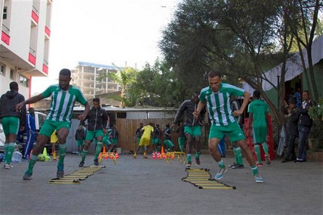 The Somali soccer team train in Addis Ababa, Ethiopia on Wednesday, Oct. 7, 2015 for the first leg of a World Cup qualifier against Niger. While revelations swirl of FIFA executives in expensive suits taking millions in bribes to award money-spinning World Cups, some of the poorest teams in world soccer face near-impossible challenges to make it to the game’s biggest tournament, and try their hearts out anyway. Somalia is one of those teams. This week, Somalia’s players prepared for their opening game in Africa’s first round of qualifying for Russia 2018 with a training session in a hotel car park in a shanty neighborhood on the outskirts of Ethiopia’s capital city.