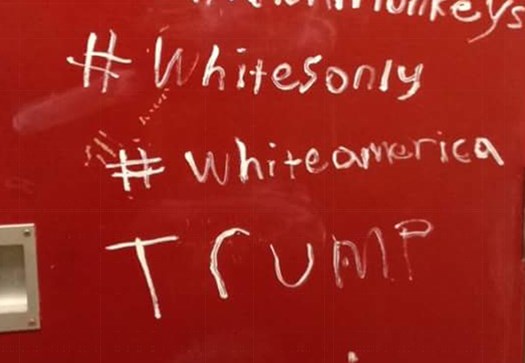 This is part of the graffiti found recently at Maple Grove Senior High School. It’s unclear if the graffiti will ever be reported by Minnesota authorities to the FBI’s national database of hate crimes.