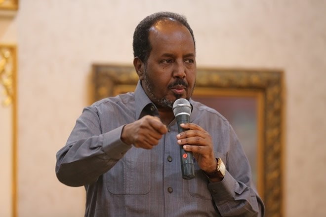 File: Outgoing Somalia President Hassan Sheikh Mohamud