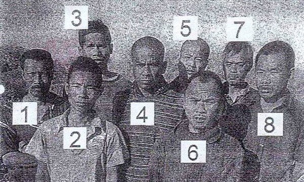 Vietnamese fishermen (1, 2 and 6) among the crew abducted by Somali pirates in Taiwan in 2012, according to a photo provided by one of the fishers' families