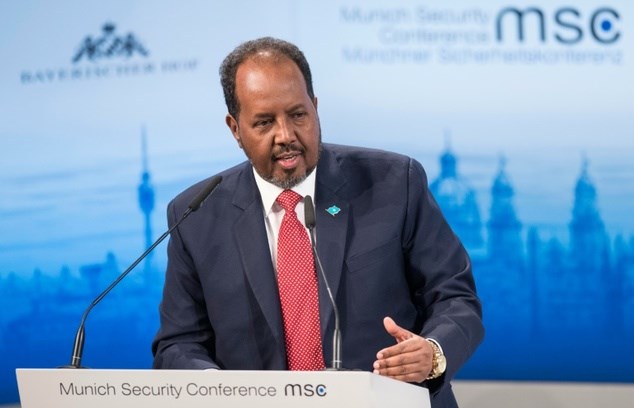 Somalia's President Hassan Sheikh Mohamud speaks at the 52nd Munich Security Conference (MSC) in Munich, southern Germany, on February 14, 2016 ©Thomas Kienzle (AFP/File)