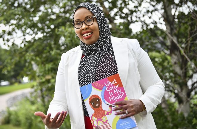 Hudda Ibrahim talks about her new children's book "What Color is My Hijab" during an interview Tuesday, June 30, 2020, in St. Cloud, MN