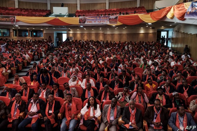 A picture shows a general view of attendees at the Tigray People's Liberation Front (TPLF) First Emergency General Congress in Mekelle, Ethiopia, on Jan. 4, 2020.