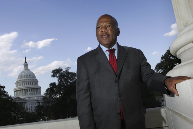 In this Wednesday, Oct. 10, 2007, file photo, with the Capitol Dome in the background, U.S. Rep. John Lewis, D-Ga., is seen on Capitol Hill in Washington. Lewis, who carried the struggle against racial discrimination from Southern battlegrounds of the 1960s to the halls of Congress, died Friday, July 17, 2020. (AP Photo/Lawrence Jackson, File)