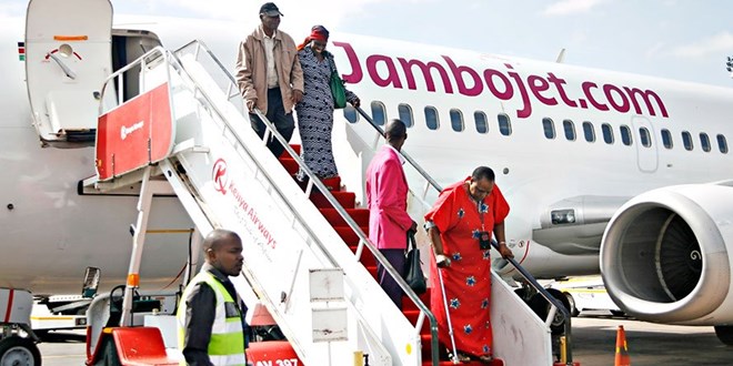 Jambojet has put on hold plans to launch direct flights from Nairobi’s Jomo Kenyatta International Airport (JKIA) to Somali capital Mogadishu due to high insurance needed to ply the route. FILE PHOTO | NMG