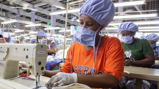 Factories in Ghana are mass producing face masks.GETTY IMAGES