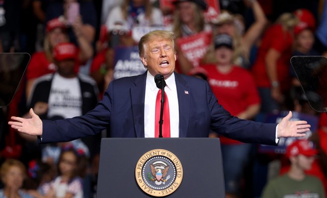 President Donald Trump arrives at a campaign rally at the BOK Center in Tulsa, Oklahoma on June 20, 2020. (Photo by Win McNamee/Getty Images)