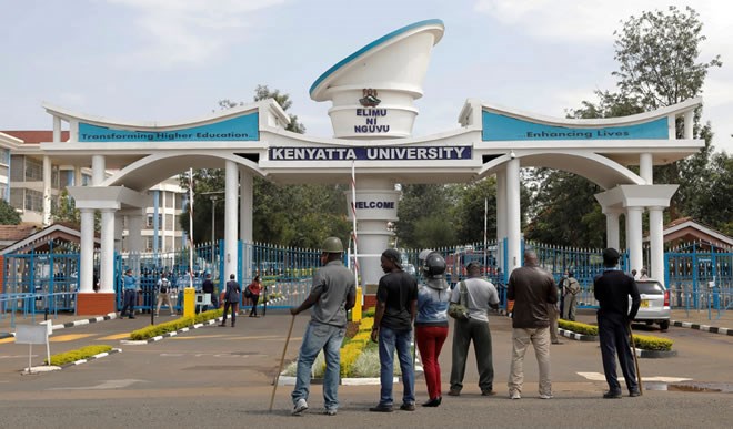 Police officers outside of Kenyatta University, where people had begun protesting over being held for long periods even after testing negative for the coronavirus and finishing 14-day quarantines.Credit...Baz Ratner/Reuters