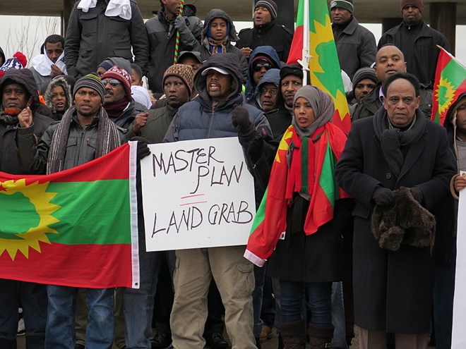 Demonstrators demanded justice for students killed in Ethiopia at the State Capitol. Mukhtar Ibrahim | MPR News