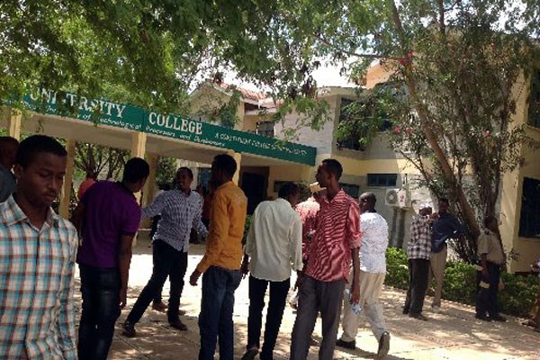 Garissa University College students attend the reopening ceremony on January 3, 2016. It had been closed following a terrorist attack by Al-Shabaab militia.