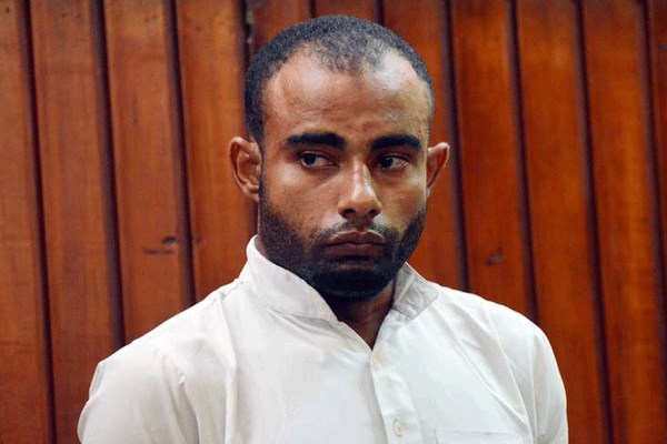 Abdifatah Twahir Abdalla, 27 year old terror suspect appears at Mombasa law courts on January 5, 2016. He was arrested at King'orani area in Mombasa during a police raid. Fire arms and chemicals used in making explosives was recovered in his house. PHOTO | KEVIN ODIT