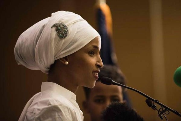 Ilhan Omar gives an acceptance speech on election night in Minneapolis, Minnesota, November 8, 2016. Omar, a former refugee from Somalia, is the first Somali-American Muslim woman to hold public office. PHOTO | STEPHEN MATUREN | AFP