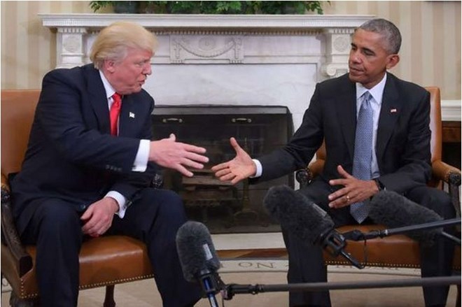US President Barack Obama meets with President-elect Donald Trump to update him on transition planning in the Oval Office at the White House in Washington, DC, on November 10, 2016. PHOTO | JIM WATSON | AFP