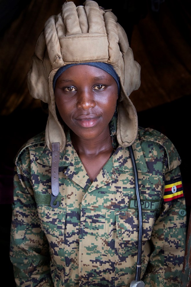 Ugandan Lt. Cpl. Lehi Chebet poses for a portrait. (CHRISTINA GOLDBAUM | FOREIGN POLICY)