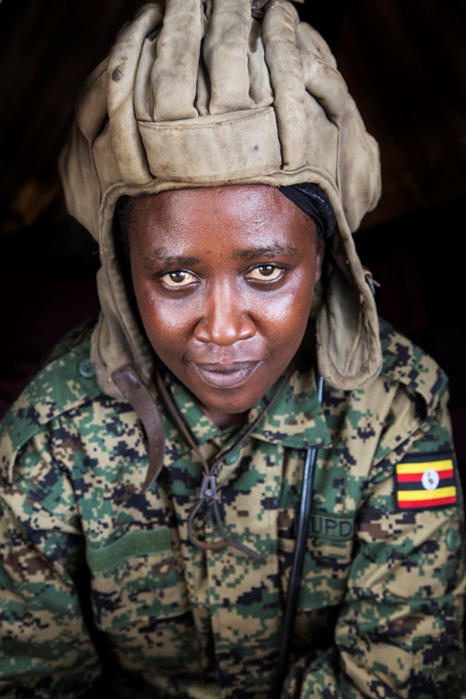 Ugandan Lt. Cpl. Juliet Uwimana in her military uniform. (CHRISTINA GOLDBAUM | FOREIGN POLICY)