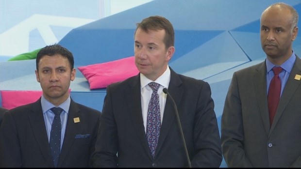 Treasury Board President Scott Brison announced a pilot project for a name-blind recruitment process for the federal public service during a news conference in Toronto today. (CBC)