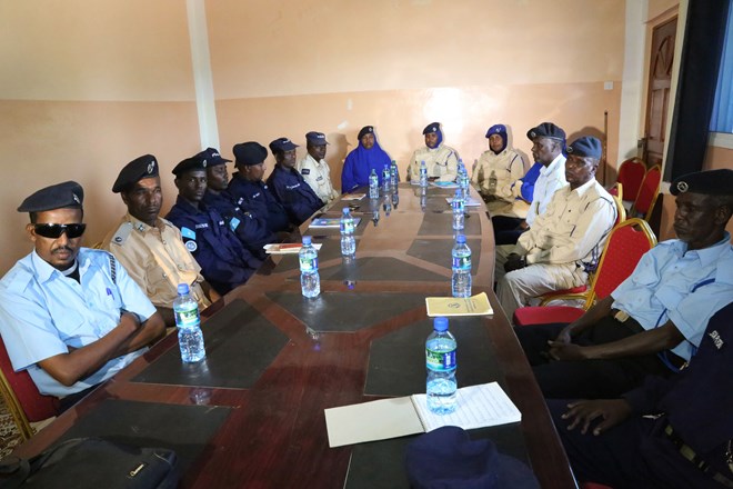 Police officers from the South West State attend a training course on Improvised Explosive Devices (IED) & Explosive Ordinance Devices (EOD) for Southwest police forces, conducted by the African Union Mission in Somalia (AMISOM) in Baidoa, Somalia, on December 16, 2017. AMISOM Photo