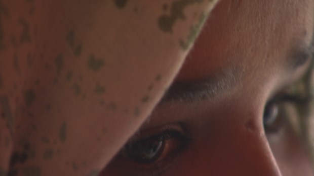 Naimo Ahmed, who requested her full face not be shown, lost her mother and her husband on her wedding day in Somalia. (Lyza Sale/CBC)