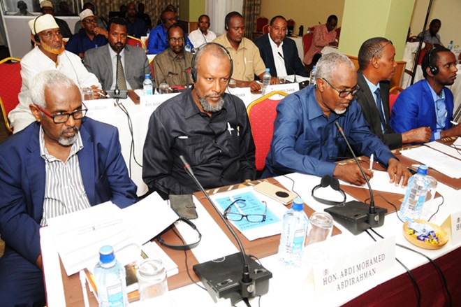 Members of the Jubbaland Assembly follow proceedings during a capacity building workshop. AMISOM Photo