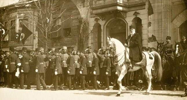 Shahzade Abdülmecid Efendi is seen on a horse as he goes to Friday prayer. (1923)