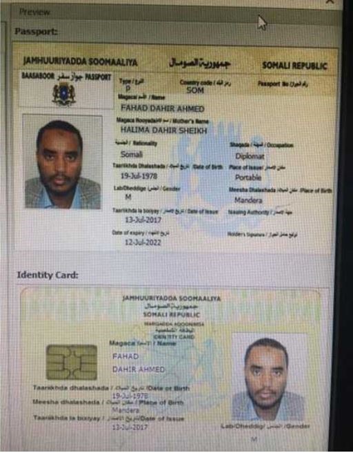 His Somalia identification. [Courtesy]