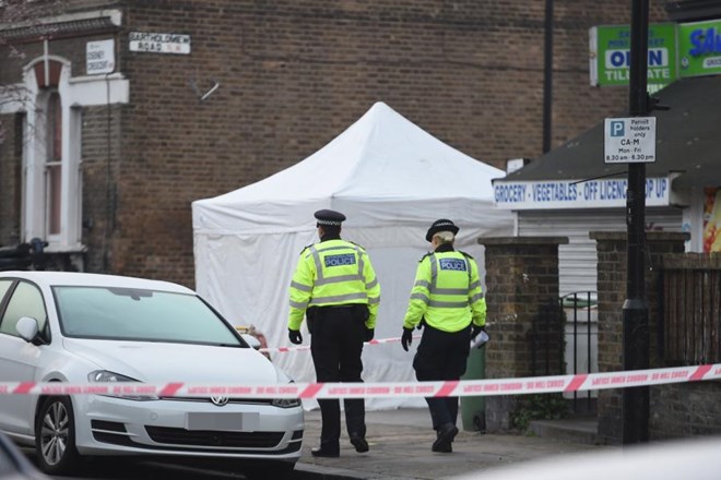 Police at the scene of a fatal stabbing in Islip Street after the night of violence in north London (Jeremy Selwyn)
