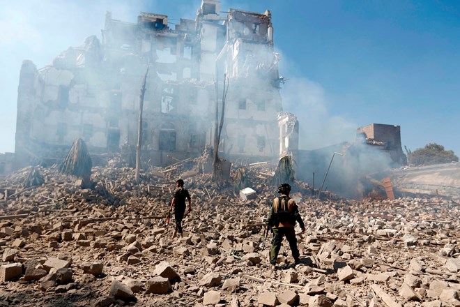 The aftermath of an air strike by the Saudi-led coalition on the Yemeni capital Sana’a.
Photograph: Mohammed Huwais/AFP/Getty Images