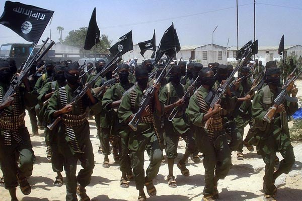 Members of Al-Shabaab at an undisclosed location in Somalia. Two businessmen were kidnapped by about 20 Shabaab militants on December 26. PHOTO | FILE | AFP